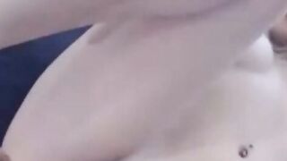 Blonde Babe with big tits fucks pussy with her dildo