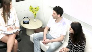 Brunettes milking big dick during therapy