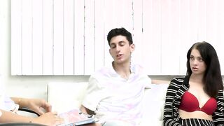 Brunettes milking big dick during therapy
