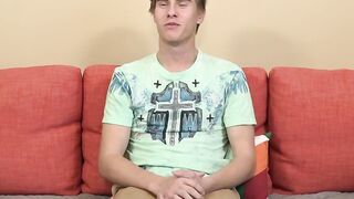 Adorable twink interviewed about his pleasures and jacks off