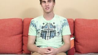 Adorable twink interviewed about his pleasures and jacks off