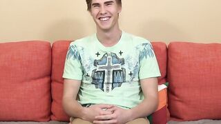 Adorable twink interviewed about his pleasures and jacks off