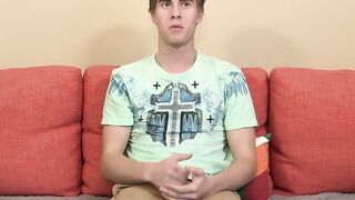 Adorable twink interviewed about his pleasures and jacks off