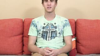 Adorable twink interviewed about his pleasures and jacks off