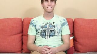 Adorable twink interviewed about his pleasures and jacks off