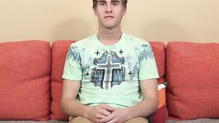 Adorable twink interviewed about his pleasures and jacks off