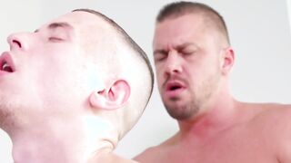 Passionate bareback sex with two good looking homosexuals
