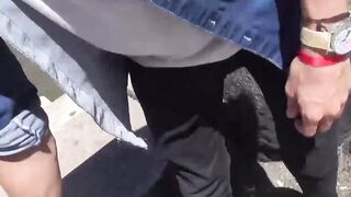 Bearded straight Latino rides cock and takes cum in mouth