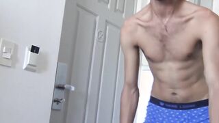 Bearded straight Latino rides cock and takes cum in mouth