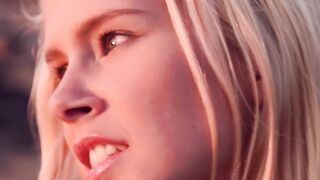 Pierced sensual babe Tracy A outdoor slow motion teasing