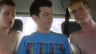 Twinks Josh, Danny and Todd breeding in the back seat