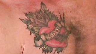 Mature dude with receding hair enjoys stroking his cock