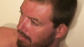 Hairy mature gay jerks off while smoking and shoots his load