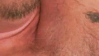 Bear belly amateur jerks his big dick and releases his load