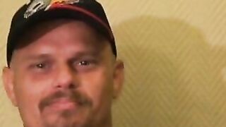 Bear belly amateur jerks his big dick and releases his load