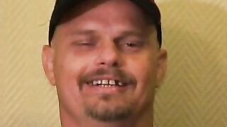 Bear belly amateur jerks his big dick and releases his load