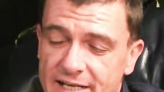 Handsome mature dude jerks off and covers his hands in cum