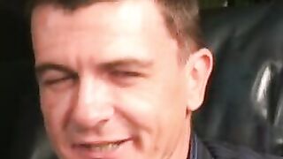 Handsome mature dude jerks off and covers his hands in cum