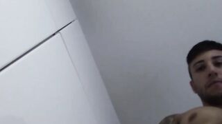 Tattooed amateur jerks off his thick throbbing cock outdoors