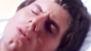 Horny retro gays cock sucking in kinky spitroast foursome