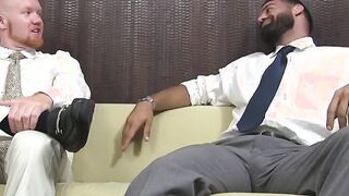 Redhead freak facialized by BBC while sucking toes