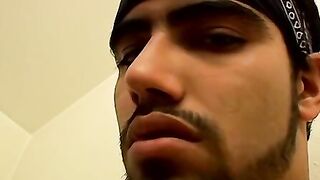 Badass straighty jacks off his cock while looking at the cam