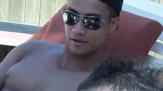 Athletic Asian teen ass drilled in kinky outdoor foursome