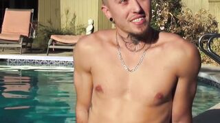 Jock masturbates after interview about fetish ball massage