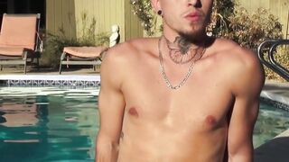 Jock masturbates after interview about fetish ball massage