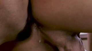 Slut TS stepteen sucks and rides stepdads cock
