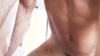 Beefy stepdad bareback fucking with cute twink stepson