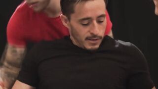 Slutty TS fucks gym buddy and rides coachs cock