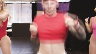 Slutty TS fucks gym buddy and rides coachs cock