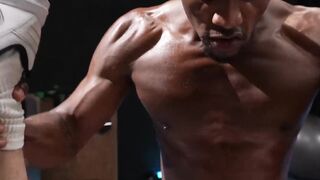 Massive cock hunk Andre performs analingus on Cadens hole