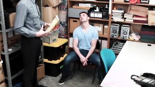 Security officer catches thieving jock and drills him bare