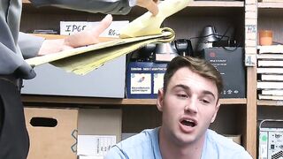 Security officer catches thieving jock and drills him bare