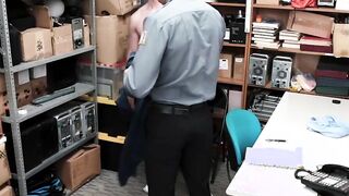 Security officer catches thieving jock and drills him bare