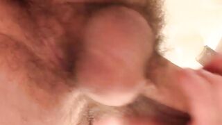 Young straight amateur with big hairy cock solo masturbates