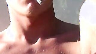Ryan teasing his cock after he smokes and chills outside