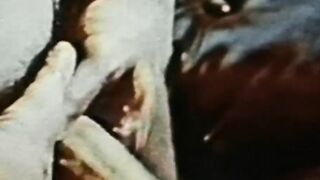 Vintage guys flexing after blowjobs before cumming hard