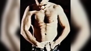 Vintage guys flexing after blowjobs before cumming hard
