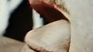 Vintage guys flexing after blowjobs before cumming hard