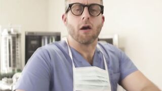 Trans cummer bareback anal fucks by her doctor