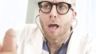 Trans cummer bareback anal fucks by her doctor