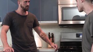 Daddy hunk stuffs his cock hungry stepson bareback