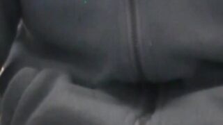 Adorable Japanese chick sits on the toilet and pees in a cup