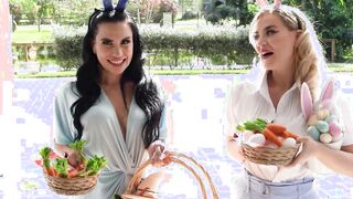 Bunny girls gets eggs as they are played with