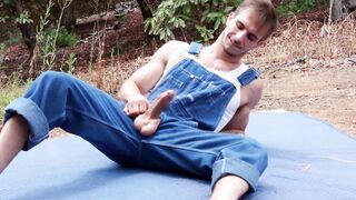 Handsome voyeur barebacked outdoors by big cocked hunk