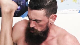Cute stepson cums from his stepdads raw cock in his ass