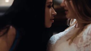 Gorgeous lesbian babes Alex Coal and Bunny Colby scissoring